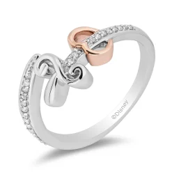 Enchanted Disney Fine Jewelry Sterling Silver and 10k Rose Gold with 1/10 CTTW Evil Queen Dagger with Heart Ring