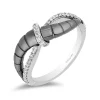 Enchanted Disney Fine Jewelry Black Rhodium over Sterling Silver with 1/6 CTTW Diamond Maleficent Horn Textured Ring