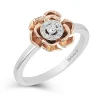 Enchanted Disney Fine Jewelry 14K White Gold And Rose Gold 1/10 CTTW Belle Fashion Ring