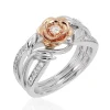 Enchanted Disney Fine Jewelry 14K White Gold and Rose Gold 1/4 CTTW Belle Fashion Ring