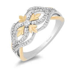 Enchanted Disney Fine Jewelry Sterling Silver and 10K Yellow Gold with 1/4 CTTW Diamond Anna Ring