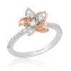 Enchanted Disney Fine Jewelry Sterling Silver and 10K Rose Gold with 1/4  CTTW Diamond Rapunzel Ring