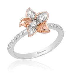 Enchanted Disney Fine Jewelry Sterling Silver and 10K Rose Gold with 1/4 CTTW Diamond Rapunzel Ring