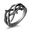 Enchanted Disney Fine Jewelry Black Rhodium over Sterling Silver with 1/6 CTTW Diamond Maleficent Ring