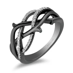Enchanted Disney Fine Jewelry Black Rhodium over Sterling Silver with 1/6 CTTW Diamond Maleficent Ring