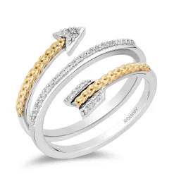 Enchanted Disney Fine Jewelry Sterling Silver and 10K Yellow Gold with 1/10 CTTW. Diamonds Merida Ring