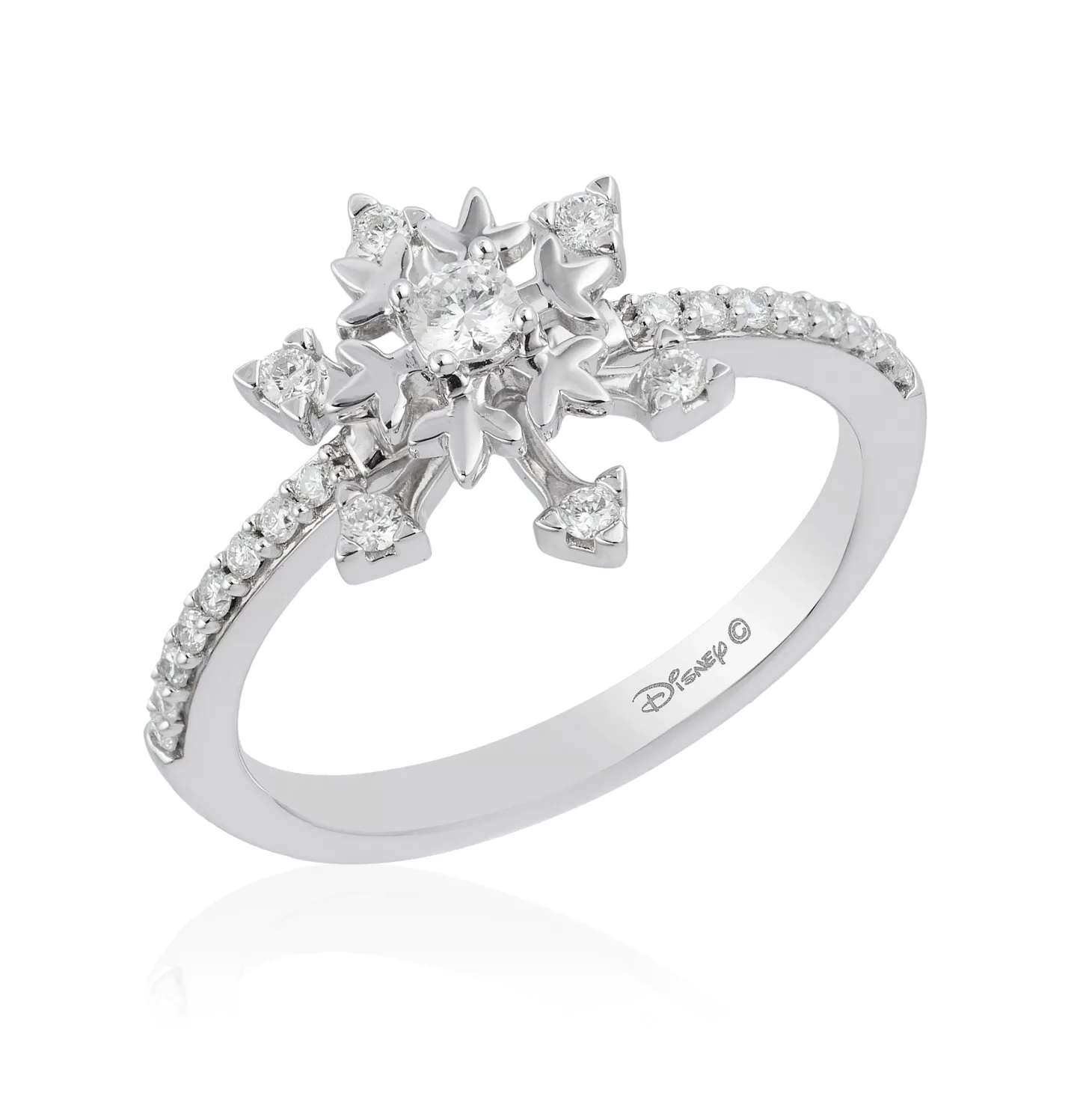 Enchanted Disney Fine Jewelry Sterling Silver with 1/4 CTTW Diamonds Elsa Ring