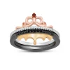 Enchanted Disney Fine Jewelry 14K Rose Gold and Yellow Gold Over Sterling Silver with 1/6 CTTW Diamonds and Garnet Snow White Evil Queen Duo Ring