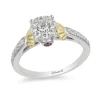 Enchanted Disney Fine Jewelry 10K White Gold and Yellow Gold 1/2 CTTW Diamond And Amethyst Ariel Engagement Ring