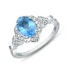 Enchanted Disney Fine Jewelry Sterling Silver 1/5 CTTW Diamond And Swiss Blue Topaz Jasmine Ring