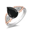 Enchanted Disney Fine Jewelry Sterling Silver and 10K Rose Gold with 1/10 CTTW Diamond and Black Spinel Maleficent Ring