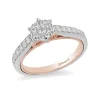 Enchanted Disney Fine Jewelry 10K White Gold and Rose Gold with 1/2 CTTW Snow White Disney Engagement Ring
