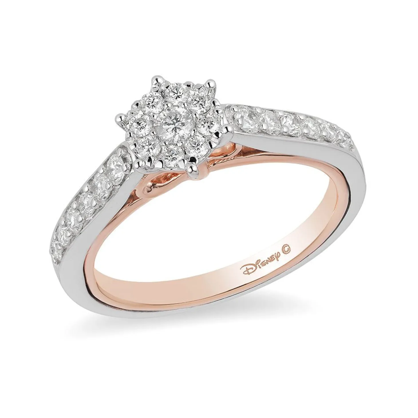 Enchanted Disney Fine Jewelry 10K White Gold and Rose Gold with 1/2 CTTW Snow White Disney Engagement Ring