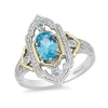 Enchanted Disney Fine Jewelry Sterling Silver and 10K Yellow Gold 1/5 CTTW Diamond and Swiss Blue Topaz Jasmine Ring