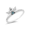 Enchanted Disney Fine Jewelry Sterling Silver with 1/10 CTTW Diamond and Swiss Blue Topaz Frozen 2 Elsa Snowflake Ring