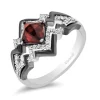 Enchanted Disney Fine Jewelry The de Vil is in the Details Sterling Silver and Black Rhodium 1/5 CTTW Diamond and Garnet Disney Cruella Live Action Ring