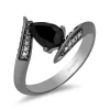Enchanted Disney Fine Jewelry Black Rhodium Over Sterling Silver with 1/10 CTTW Diamond and Black Onyx Maleficent Ring