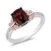 Enchanted Disney Fine Jewelry 14K Rose Gold Over Sterling Silver with 1/10 CTTW Diamonds and Garnet Mulan Ring