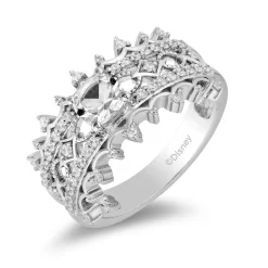 Enchanted Disney Fine Jewelry Sterling Silver with 1/3 CTTW Diamond and White Topaz Majestic Princess Ring