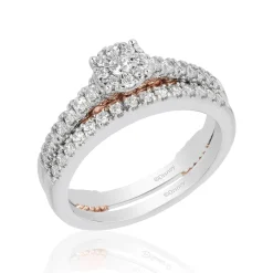 Enchanted Disney Fine Jewelry 14K White Gold and Rose Gold with 1/2 CTTW Ariel Shell Bridal Set