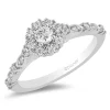 Enchanted Disney Fine Jewelry 14K White Gold with 1/2 CTTW Round And Baguette Shape Diamond Cinderella Engagement Ring