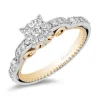 Enchanted Disney Fine Jewelry 14K White Gold and Yellow Gold with 3/8 CTTW Diamond Cinderella Carriage Engagement Ring