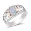Enchanted Disney Fine Jewelry 14K Rose Gold Over Sterling Silver with 1/5 CTTW Diamonds and Created Opal Elsa Ring