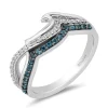 Enchanted Disney Fine Jewelry Sterling Silver with 1/8 CTTW Diamonds and London Blue Topaz Moana Wave Ring