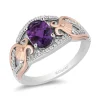 Enchanted Disney Fine Jewelry Sterling Silver and 10K Rose Gold with 1/6 CTTW Diamonds and Amethyst Ariel Ring