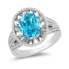 Enchanted Disney Fine Jewelry Sterling Silver with 1/4 CTTW Diamonds and Swiss Blue Topaz Jasmine Ring