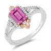 Enchanted Disney Fine Jewelry 14K Rose Gold Over Sterling Silver with 1/5 CTTW Diamonds Aurora Ring