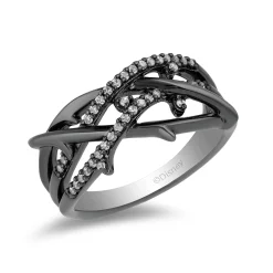 Enchanted Disney Fine Jewelry Sterling Silver with Black Rhodium 1/6 CTTW Maleficent Ring