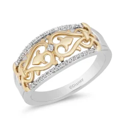 Enchanted Disney Fine Jewelry 14K Yellow Gold over Sterling Silver with 1/10 CTTW Jasmine Aladdin Live Action Ring
