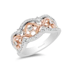 Enchanted Disney Fine Jewelry Sterling Silver and 10K Rose Gold with 1/3 CTTW Diamonds Aurora Ring
