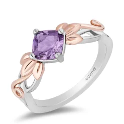 Enchanted Disney Fine Jewelry Sterling Silver and 10K Rose Gold with Amethsyt Rapunzel Ring