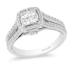 Enchanted Disney Fine Jewelry 14K White Gold with 3/4 CTTW Diamond Aurora Engagement Ring