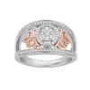 Enchanted Disney Fine Jewelry Sterling Silver and 10K Rose Gold with 1/4 CTTW Majestic Princess Crown Ring