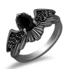 Enchanted Disney Fine Jewelry Black Rhodium Over Sterling Silver and 10K Yellow Gold with 1/5 CTTW Black Diamonds, Onyx and Garnet Sleeping Beauty 65th Anniversary Celebration Maleficent Ring