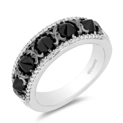 Enchanted Disney Fine Jewelry Black Rhodium Over Sterling Silver with 1/6 CTTW Diamonds and Black Onyx Maleficent Ring