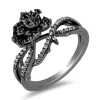 Enchanted Disney Fine Jewelry Black Rhodium Over Sterling Silver with 3/8 CTTW White Diamonds and Black Diamonds Maleficent Ring