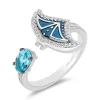 Enchanted Disney Fine Jewelry Sterling Silver with 1/6 CTTW Diamonds and Swiss Blue Topaz Moana Ring