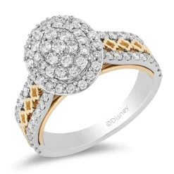 Enchanted Disney Fine Jewelry 14K White Gold and Yellow Gold with 1 CTTW Diamond Jasmine Engagement Ring