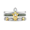 Enchanted Disney Fine Jewelry Sterling Silver and 10K Yellow Gold with 1/5 CTTW Green Tourmaline Tinker Bell Trio Set