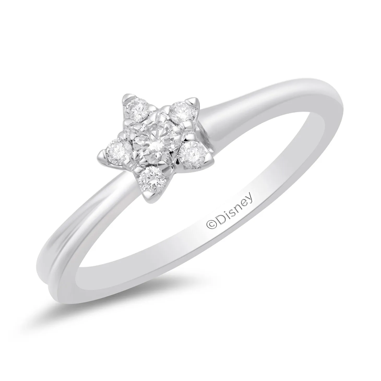 Enchanted Disney Fine Jewelry Sterling Silver with 1/6 CTTW Tinker Bell Promise Ring