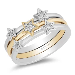 Enchanted Disney Fine Jewelry Sterling Silver and 10K Yellow Gold with 1/10 CTTW Diamonds Tinker Bell Ring