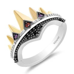 Enchanted Disney Fine Jewelry Black Rhodium and 14K Yellow Gold Over Sterling Silver with 1/6 CTTW Diamonds Evil Queen Ring