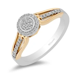 Enchanted Disney Fine Jewelry Sterling Silver and 10K Yellow Gold with 1/5 CTTW Diamonds Tinker Bell Ring