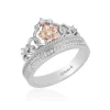 Enchanted Disney Fine Jewelry Sterling Silver and 10K Rose Gold 1/10 CTTW Rapunzel Tiara Ring