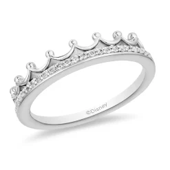 Enchanted Disney Fine Jewelry 10K White Gold 1/10 CTTW Diamond Majestic Princess Tiara Ring
