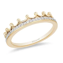 Enchanted Disney Fine Jewelry 10K Yellow Gold 1/10 CTTW Diamond Majestic Princess Tiara Ring